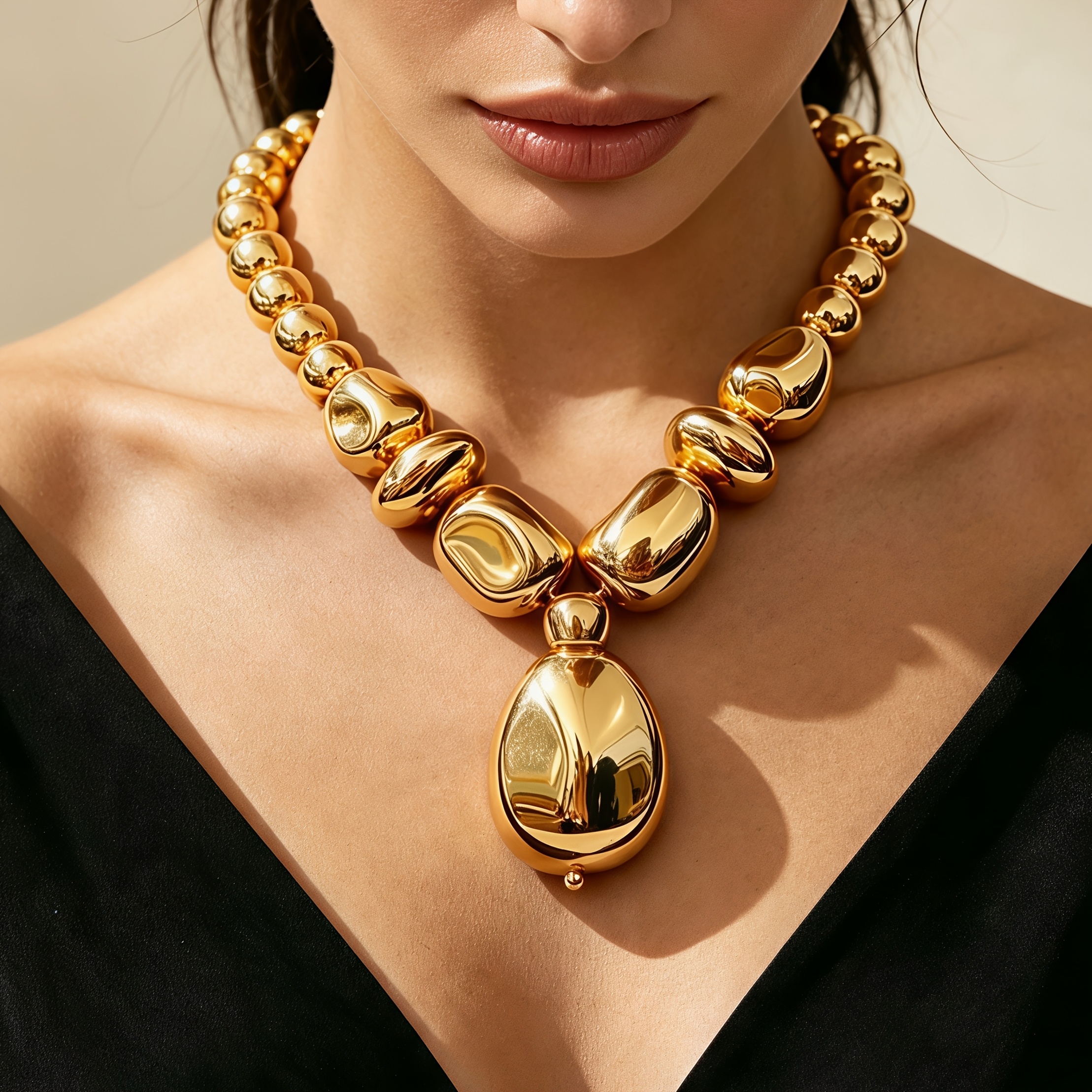 TEMU Collier clavicule tendance pour femmes, collier de perles irrégulières, perles brillantes irrégulières/perles plates/perles rondes avec de