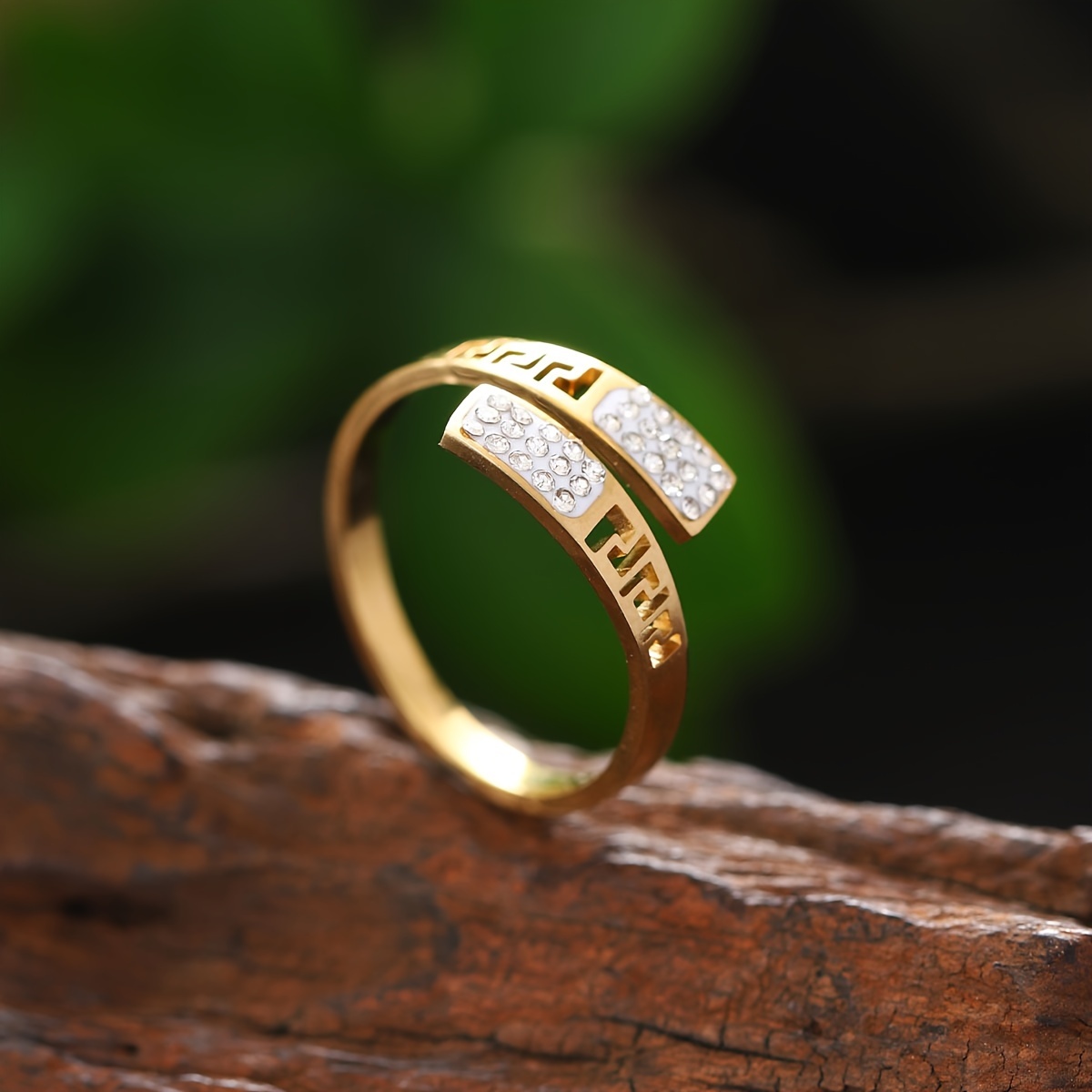 Vintage Inspired Rhinestones Stainless Steel Ring