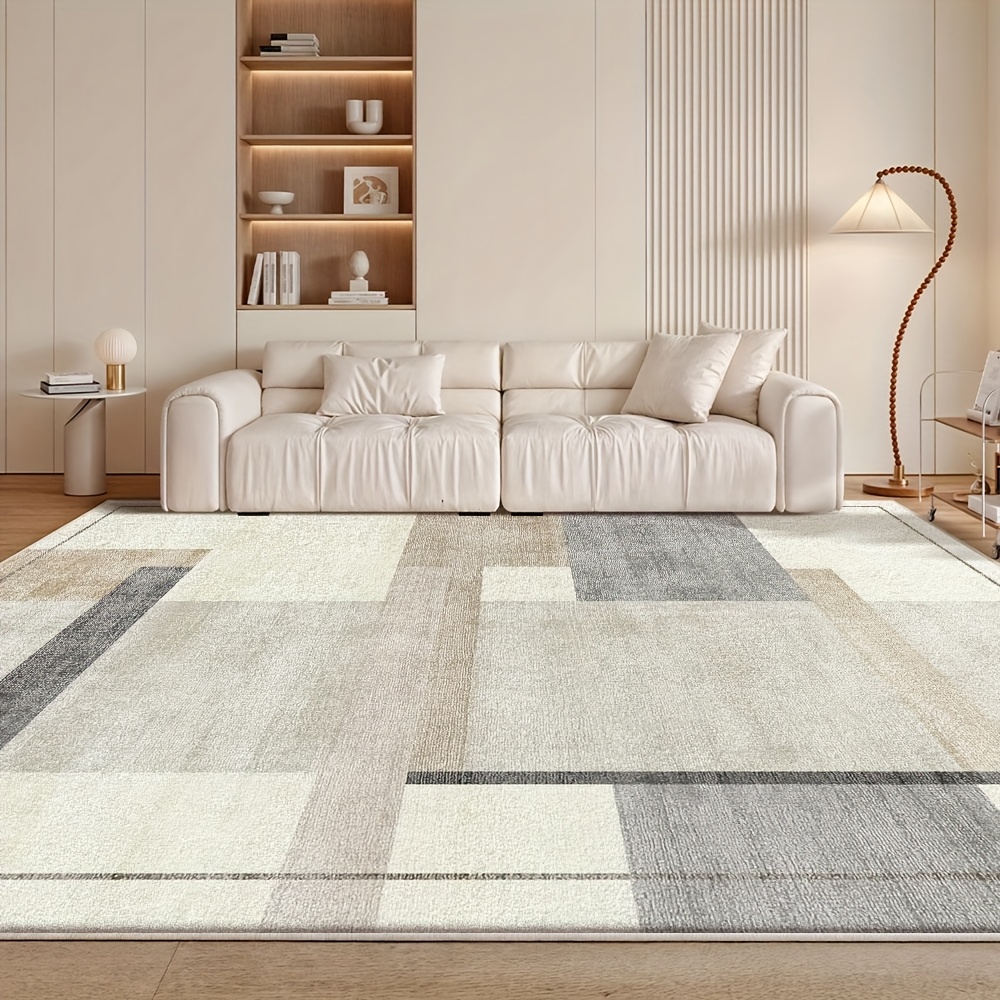 TEMU [ Product] Room Rug, Modern Geometric Pattern, Machine Washable Indoor, Suitable For Bedroom Kitchen Office, Decor Fashion Trend, Soft Material