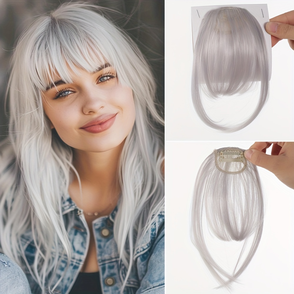 womens synthetic straight hair clip in air bangs light invisible hairpiece with   heat resistant wig accessory   and suitable for   collection details 7