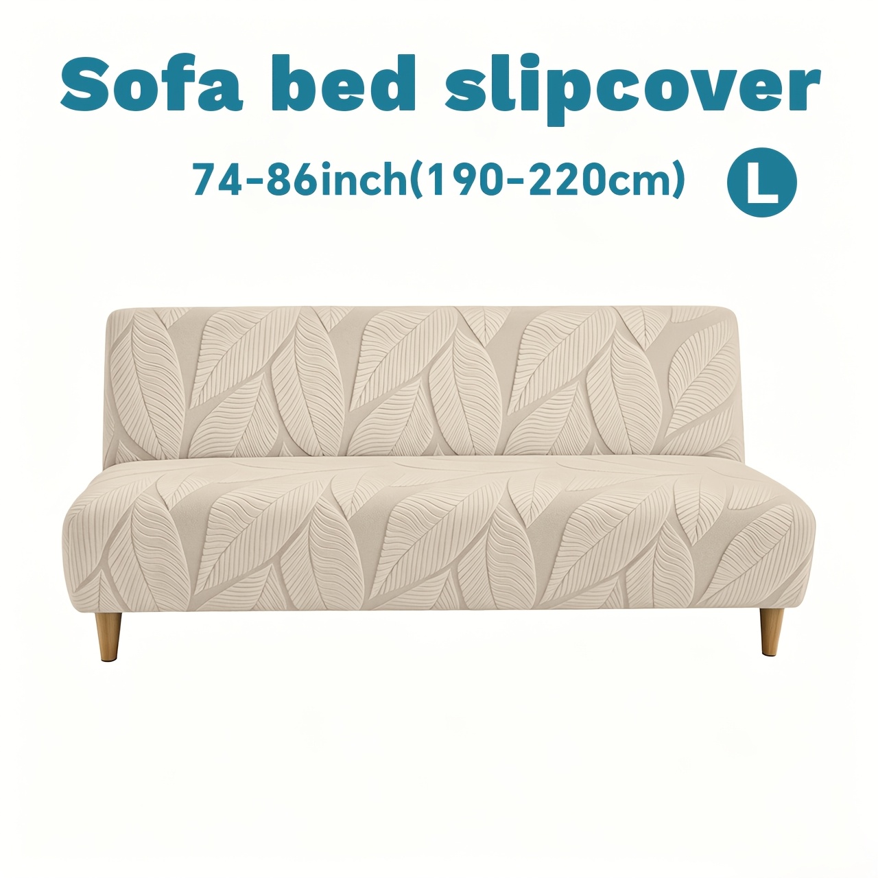 TEMU 1 de sofá cama elástica de lino de terciopelo con estampado jacquard, de sofá sin brazos, de sofá futón universal ajustable, protector de sofá