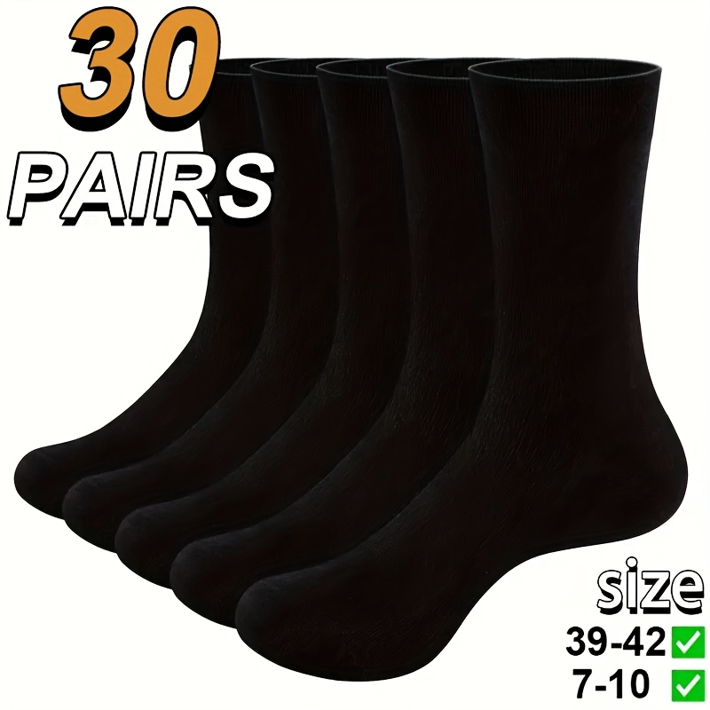 E-shop 30er-Pack Atmungsaktive Elastische Wadenstrümpfe – Weich, Langlebig, Uni-Farben, Geeignet für Freizeit & Business, Outdoor, Casual (Europa