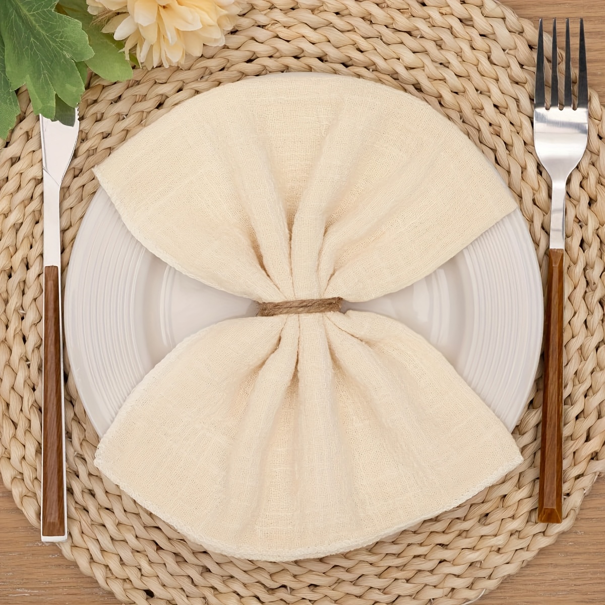 12pcs Edge Solid Color Handmade Napkin Cloth 32 * 32cm/12.6 * 12.6 Inches Table Decoration Birthday Party Wedding New Year Christmas Thanksgiving Holiday Props Kitchen Handkerchief Tea Towel