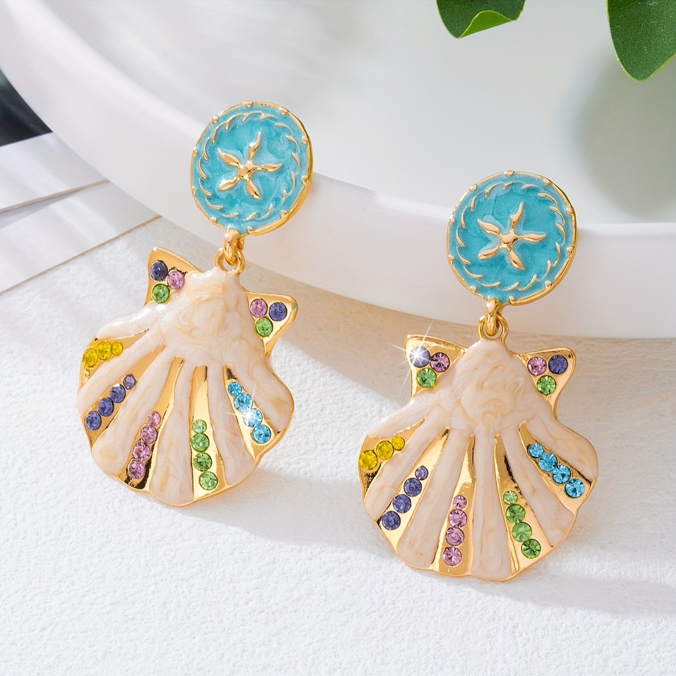 E-shop Ein Paar stilvoller und eleganter Strand-Ohrringe aus Legierung, für den , Urlaub oder als Geschenk für Damen.