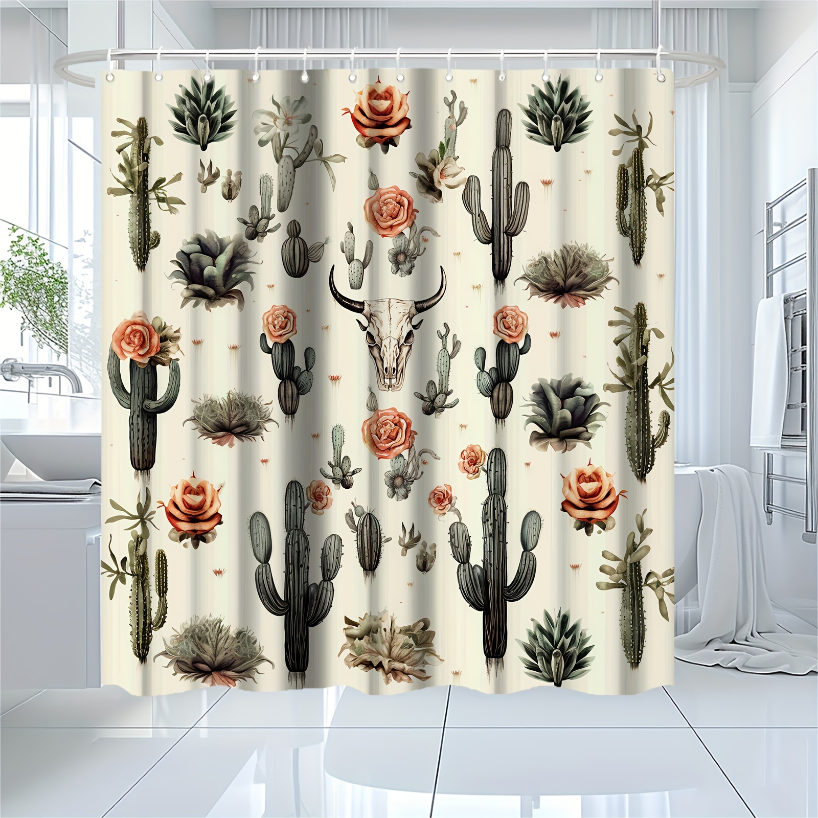 

1pc Pattern Shower Curtain, Waterproof & Mildew Resistant Shower Curtain, Home & Apartment Bathroom Decor