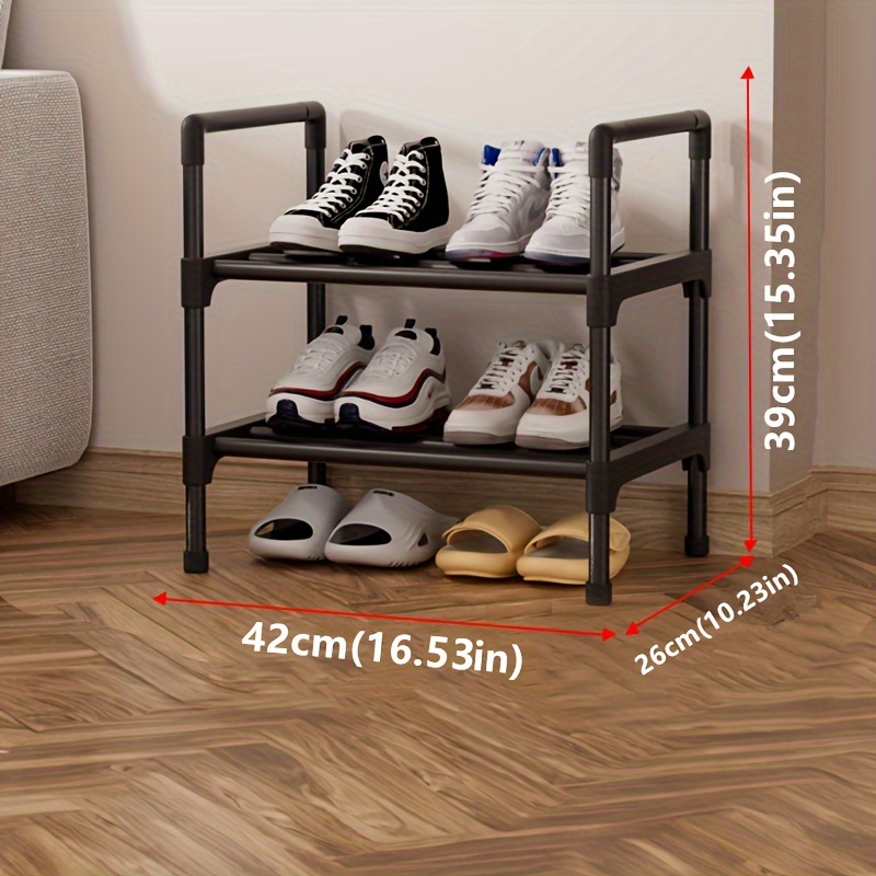 free standing metal plastic shoe rack   5 tier adjustable organizer for bedroom hallway bathroom office floor mount iron finish storage shelf details 6