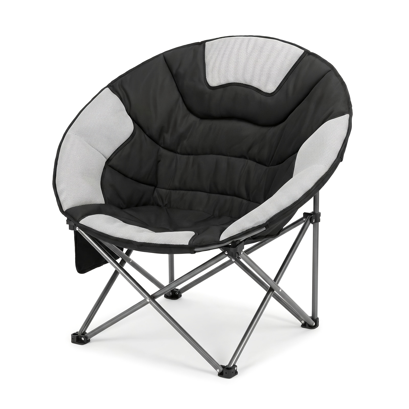 Image of Courtyard Chair, Foldable, Camping Chair, Bearing 150 Kg, Breathable Mesh, Equipped With Storage Bag, Non-slip Foot Pads And Side Pockets, Suitable For Gardens, , Fishing, And