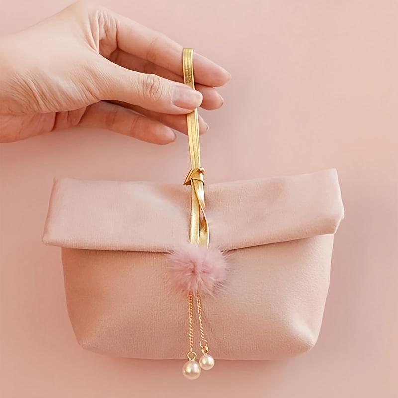 TEMU Gift For Her/him 1pc Wedding And Party Gift Bag, Pink Plush Thread Very Suitable For Storing Jewelry Or Small Gifts, Gift Packaging Storage Is