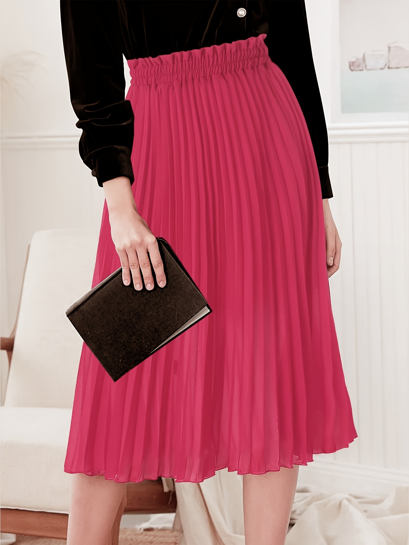 line skirt high waist midi swing skirt