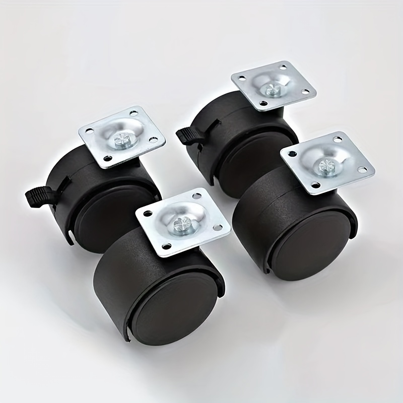 4pcs Heavy-duty Swivel Casters With Brakes - Matte Metal And Plastic, Quiet Office Chair Replacement Wheels, Wear-resistant Mute Universal Casters