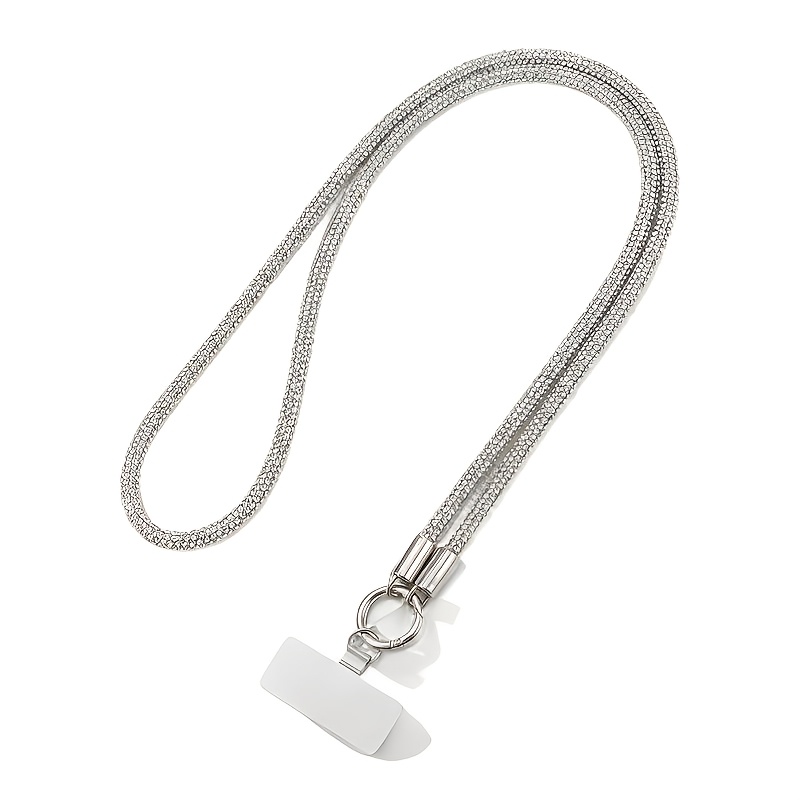TEMU 2pcs Combination Set (1 Crystal Phone Chain + 1 Upgraded Silvery Clip) Elegant Rhinestone Phone Case Decoration Chain, Colorful Crystal Lanyard