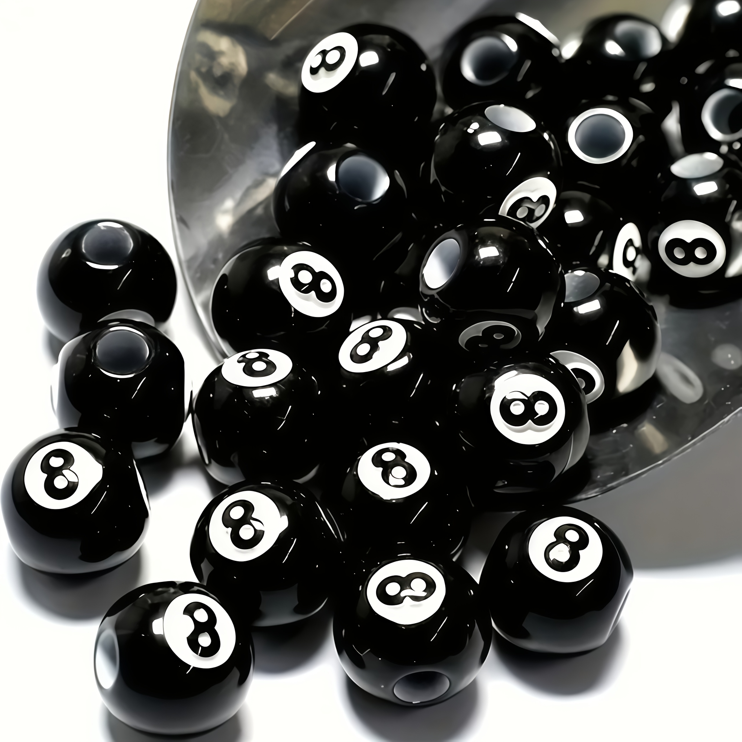 30szt. 12mm Akrylowe Koraliki z Cyfrą 8 - Czarne i Białe Przekładki do Bransoletek, Naszyjników, Tworzenia Biżuterii DIY - Trwałe Materiały Rękodzielnicze