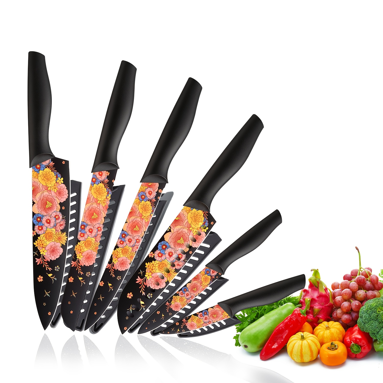 

Mccook Mtea67 12- Knife Set, And Steel Knives Guards, 6 Knives 6 Knives For