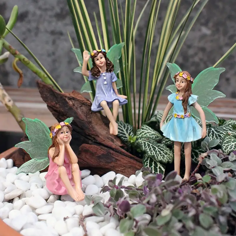 Set 7 Decorazioni Giardino Fate E Conigli - Statue Micro Per Giardino Fatato - Foto 8