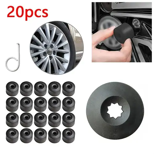 20-Pack 17mm Silicone Wheel Nut Screw Covers – Black Bolt Caps For Car Rims