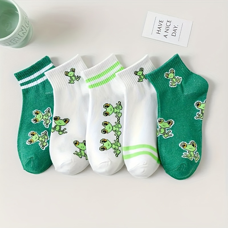 E-shop 5er-Pack Niedliche Cartoon--Muster Knöchelsocken, Bequeme Atmungsaktive Kurze Socken für Frauen