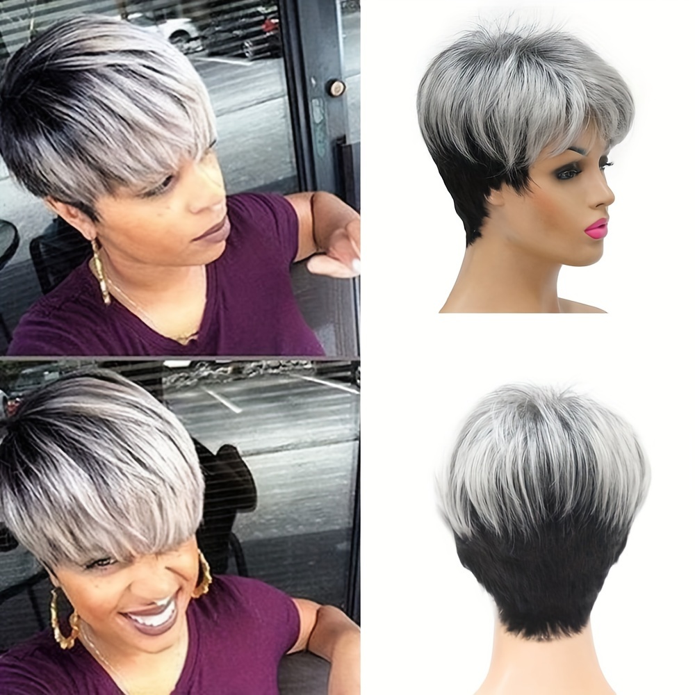 Ombre Color Short Pixie Cut Wig Natural Looking Synthetic Temu