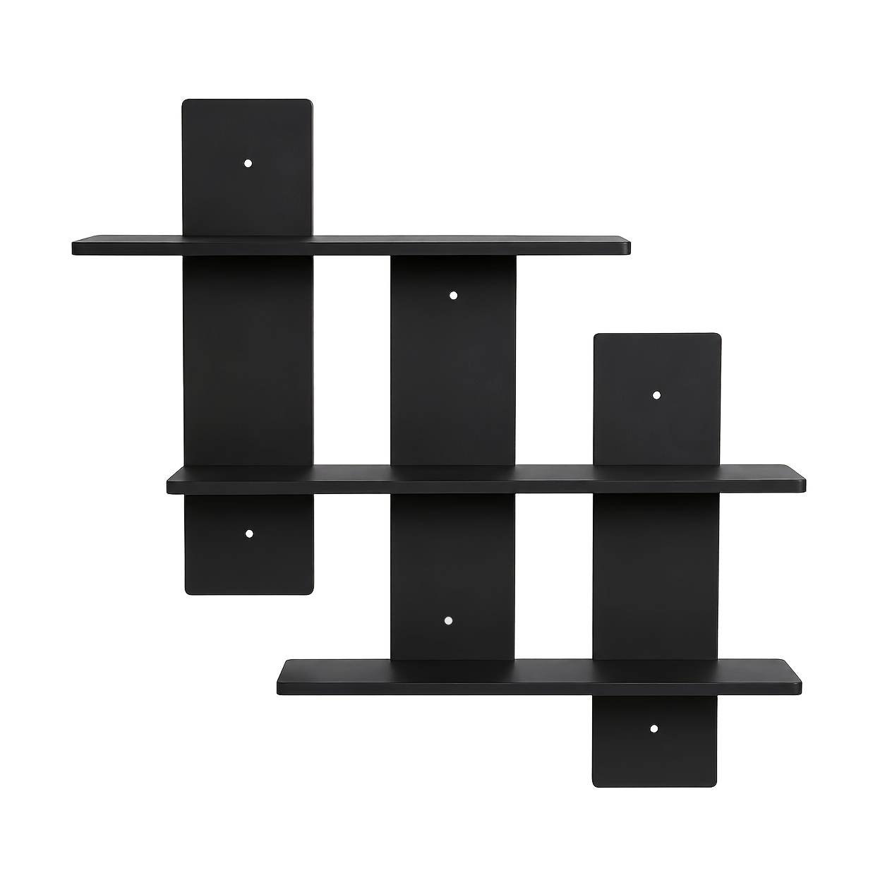 TEMU 3-tier Black Floating Wall Shelves, Modern Wall-mounted Storage Rack, Space-saving Decorative Display Shelf For Living Room Bedroom Office,
