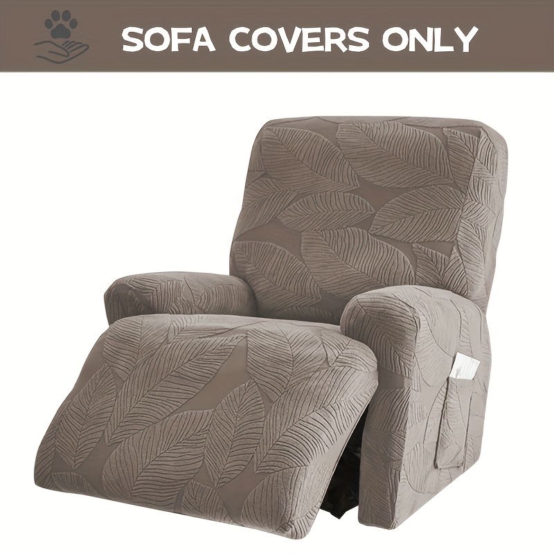 [4pcs Pet-friendly Sofa Cover] 4pcs Pet-friendly Leaf Pattern Stretch Sofa Cover Set | Elastic- With Side Pockets, Soft Polyester Fabric, Perfect For Home Decor And Protection, Easter Home Decoration