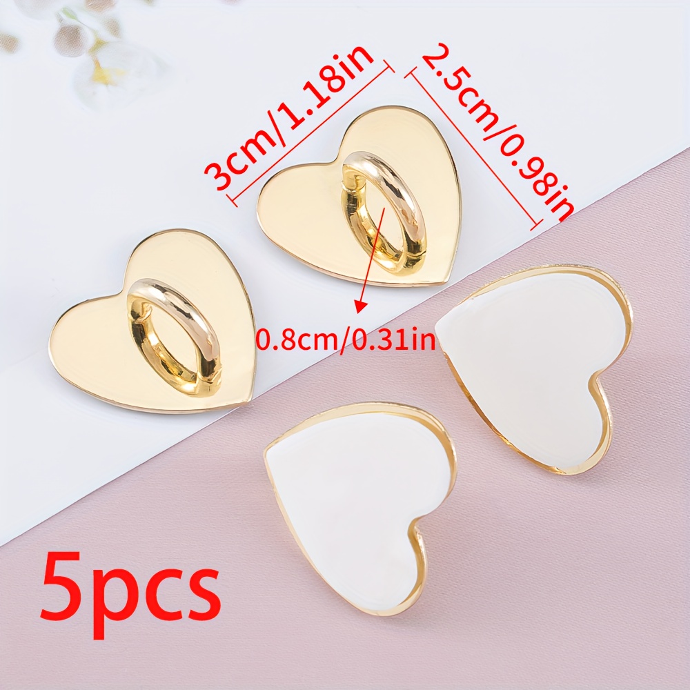 5pcs Metal Heart Shape Charm Clasp With Adsorber Cell Phone Finger Ring Hook Clasp Diy Phone Case Lanyard Link Accessories