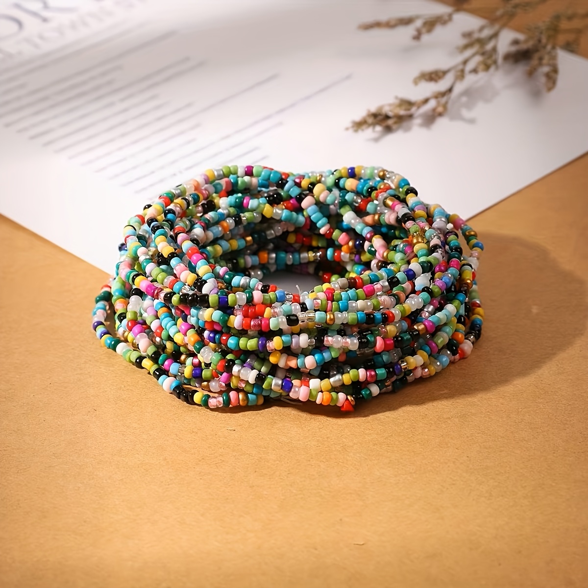 7pc Colored Rice Bead Stackable Bracelet Set