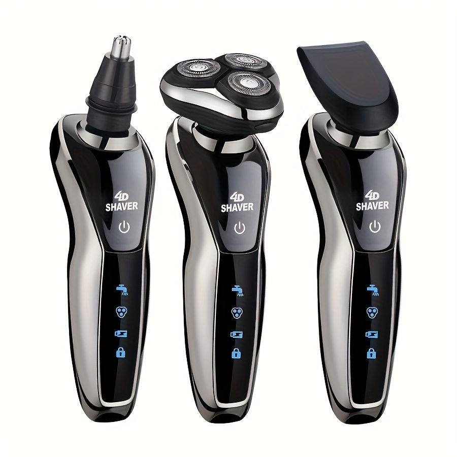 Image of Men's Rotary Electric Shaver With Usb-c Charging & Digital Display. Optional Combo Set Adds Nose Hair Trimmer & Trimmer. Travel-friendly, . Ideal For Home, Travel, And Gifts