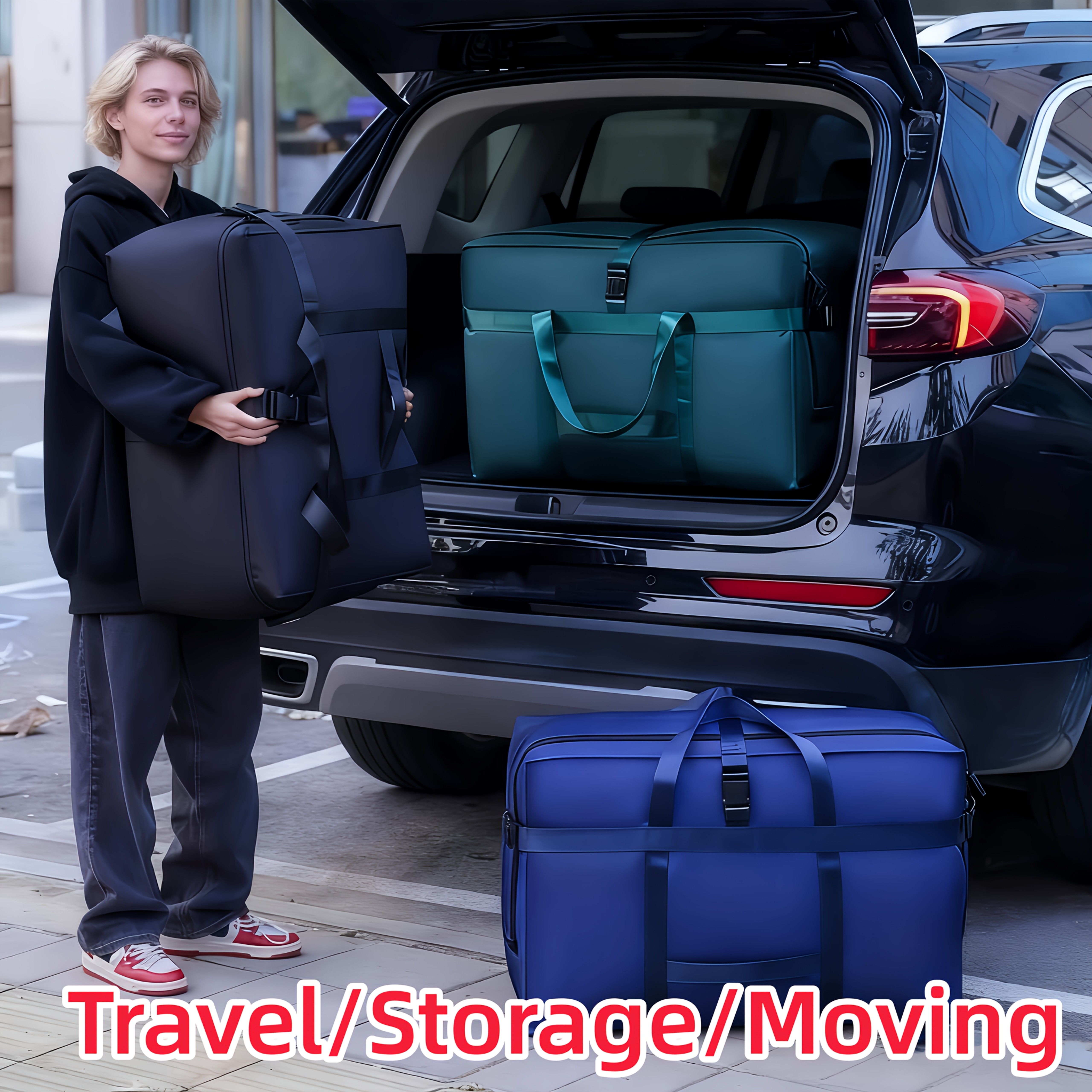 Large Storage Bags for Travel & Moving, Heavy-Duty Duffel Bag, Tear-Resistant Organizer for Clothes, Shoes & Bedding
