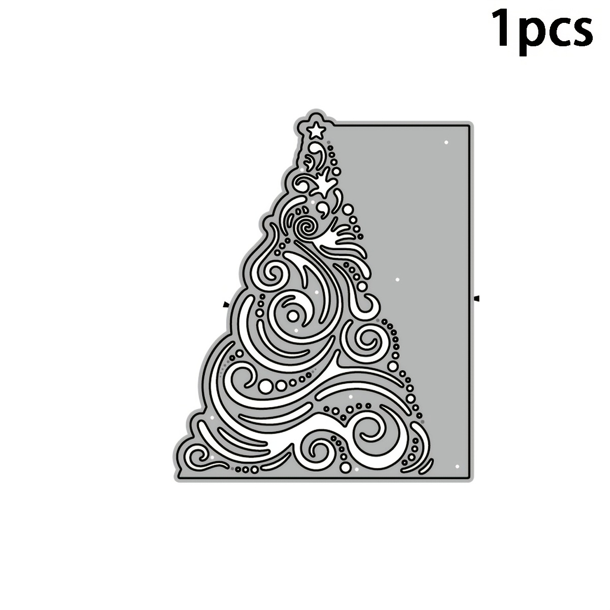 TEMU Swirl Christmas Tree Panel Metal Die Cut, Ornate Curly Pattern Xmas Tree Border Cutting Dies, Elegant Abstract Swirl Holiday Template For
