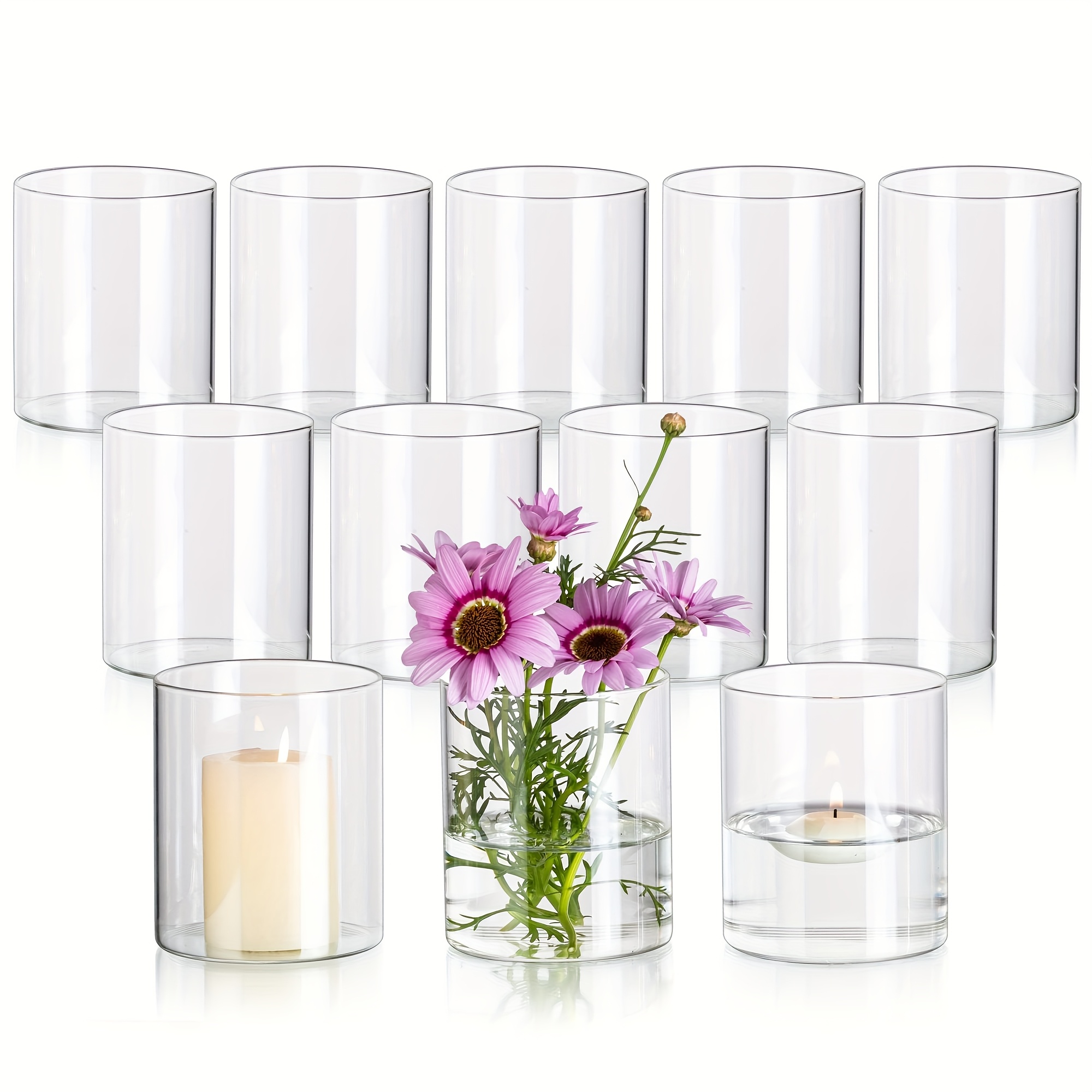 TEMU 12 Stk Glass Sylinder Vase Borddekorasjon Liten Vase, Gjennomsiktig Vase Moderne Glass Vase, Vase Glass Sylinder Lykterholder Bord Vase Stue