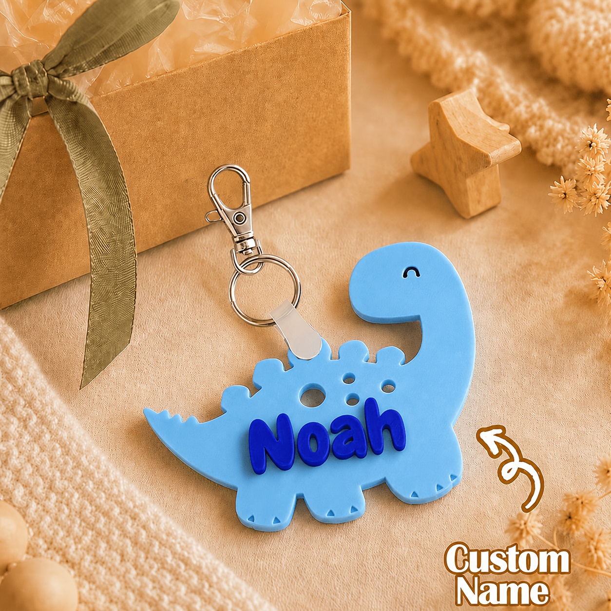 TEMU [custom] 1pc Personalized Dinosaur Name Keychain, Adult Backpack Keychain, Custom Letter Name Keychain, Men's Birthday Gift, Luggage And Lunch