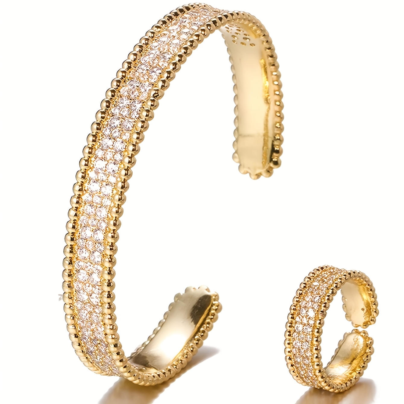 TEMU 1 Ensemble Bracelet et Bague de Bijoux Personnalisés avec Incrustation de