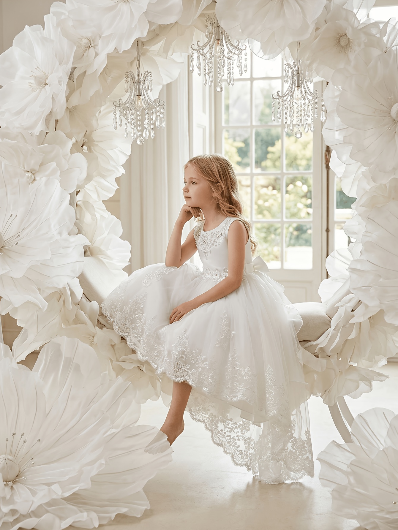 goddiva bridesmaid dresses Blush Pink Satin Tulle Ball Gown Flower Girl Dress main image 0