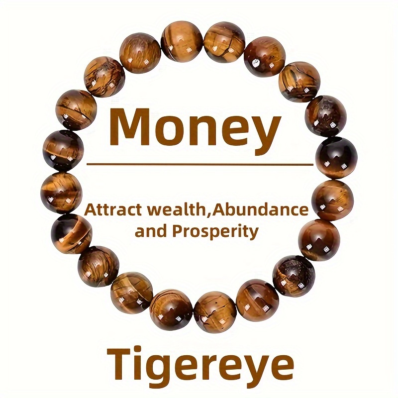 

Fashion Natural Tiger Eye Bead Bracelet For Wealth, , And - No Plating Fashion Accessory Stone, Adjustable Unisex Design