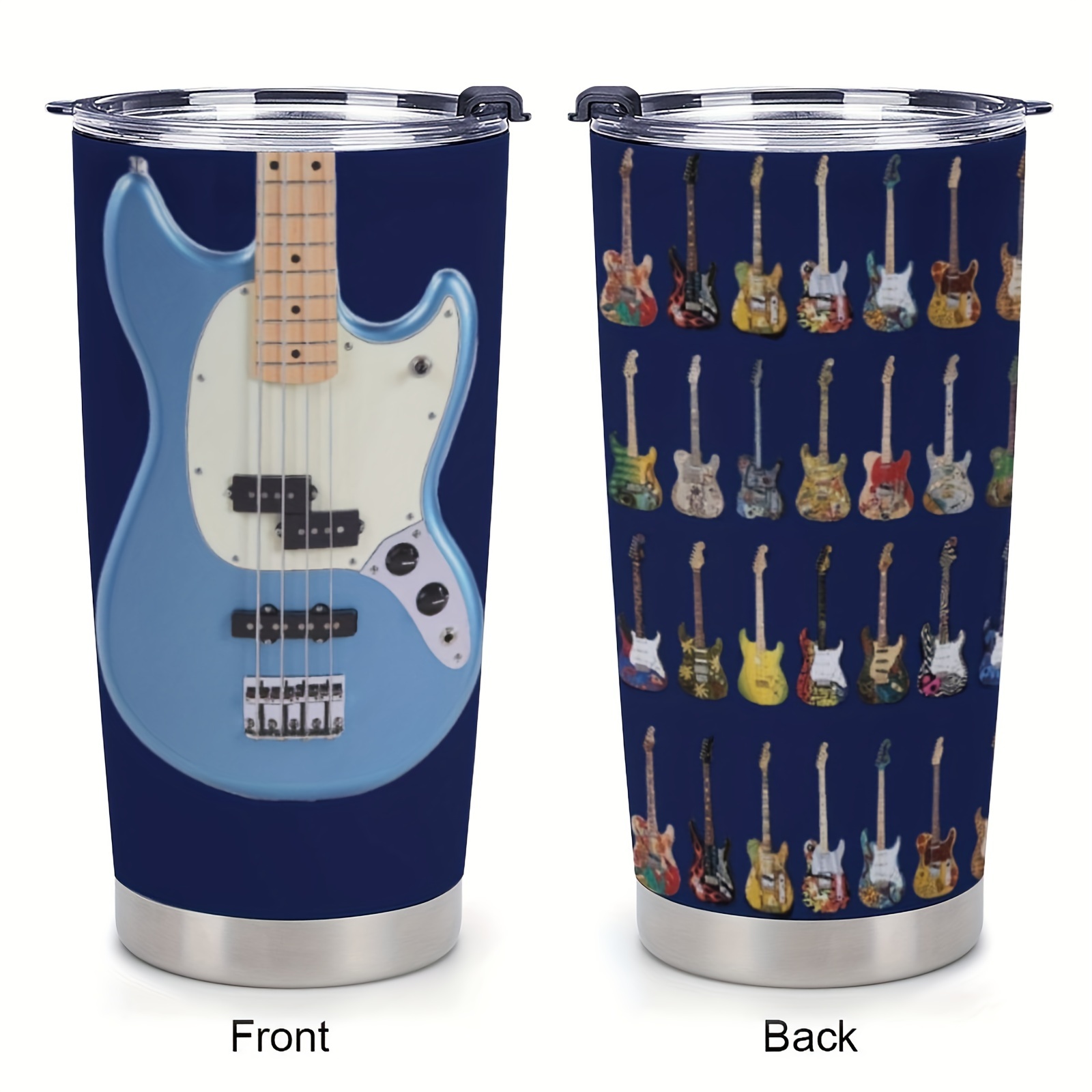 

Electric Guitar Tumbler: Stainless Steel 20oz Coffee Cups For Musician Lovers - Perfect For Guitarists - Christmas Or Birthday Gift