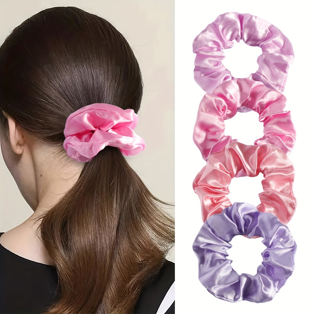 

40pcs Set Of Solid Color Satin Scrunchies - Soft, Hair Ties For Women & Girls, Ponytails & Braids, -, Hair Ring