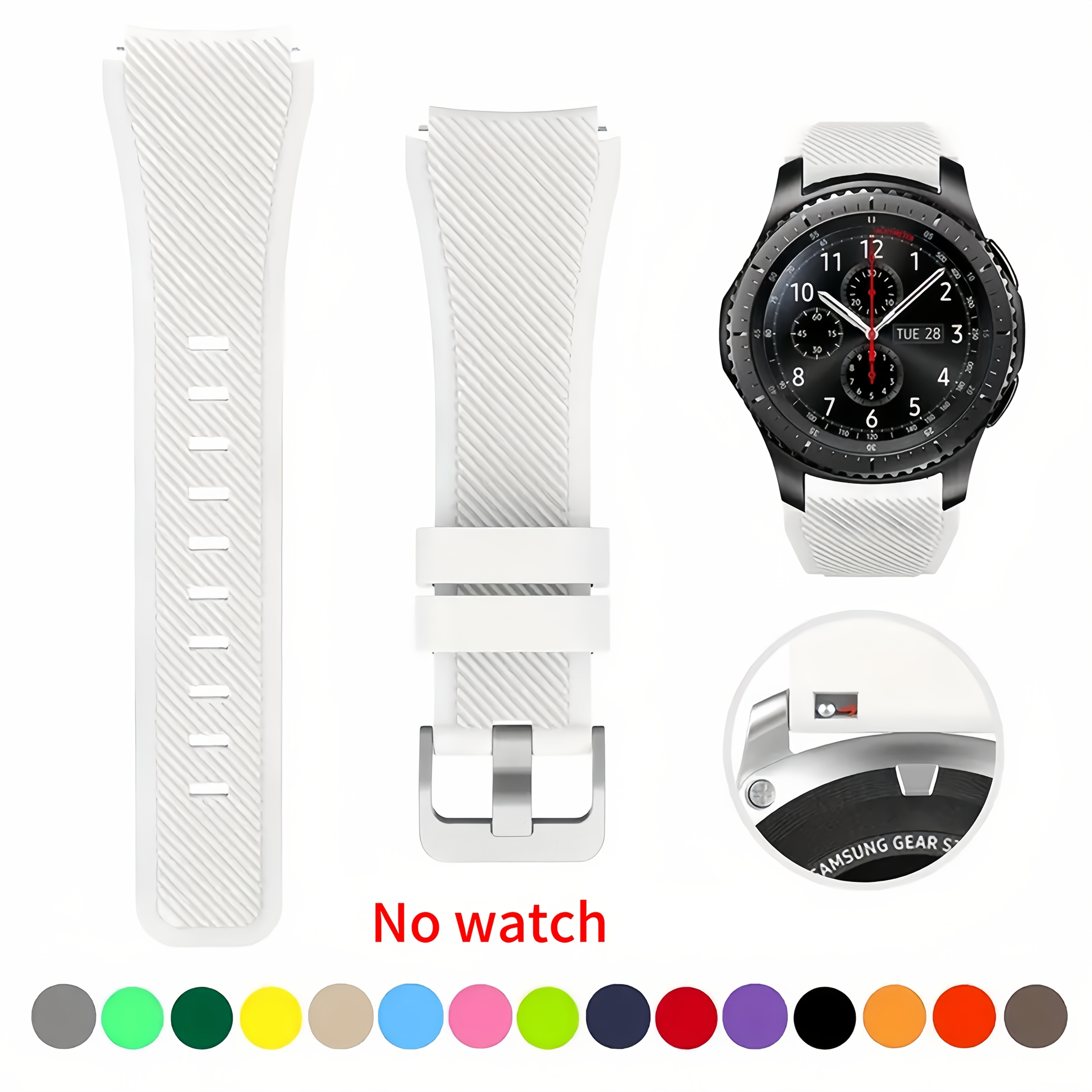 Silicone Watch Band Compatible With For Galaxy Watch Gear S3/gear 2 , In 20mm And 22mm Sizes For Men And Women (band Only).