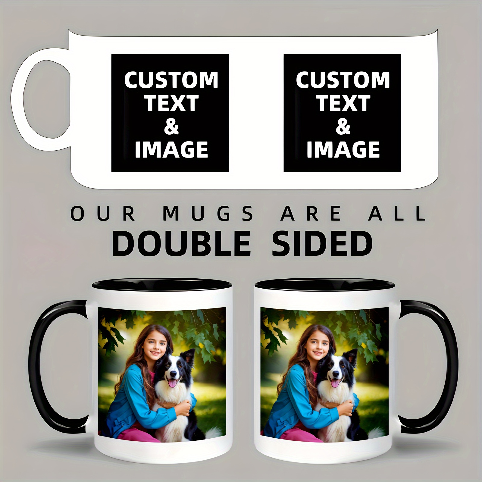 customizable mug double sided design featuring your   photo and text   in     for   a   custom drinkware premium   coffee cup