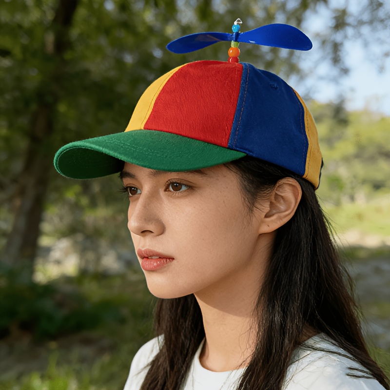 Image of Unisex Baseball Cap, New Style For Spring And Autumn 2026 Featuring A Fashionable Color- Design With A Propeller And Bamboo Dragonfly, A Cute Cartoon Duckbill Hat For