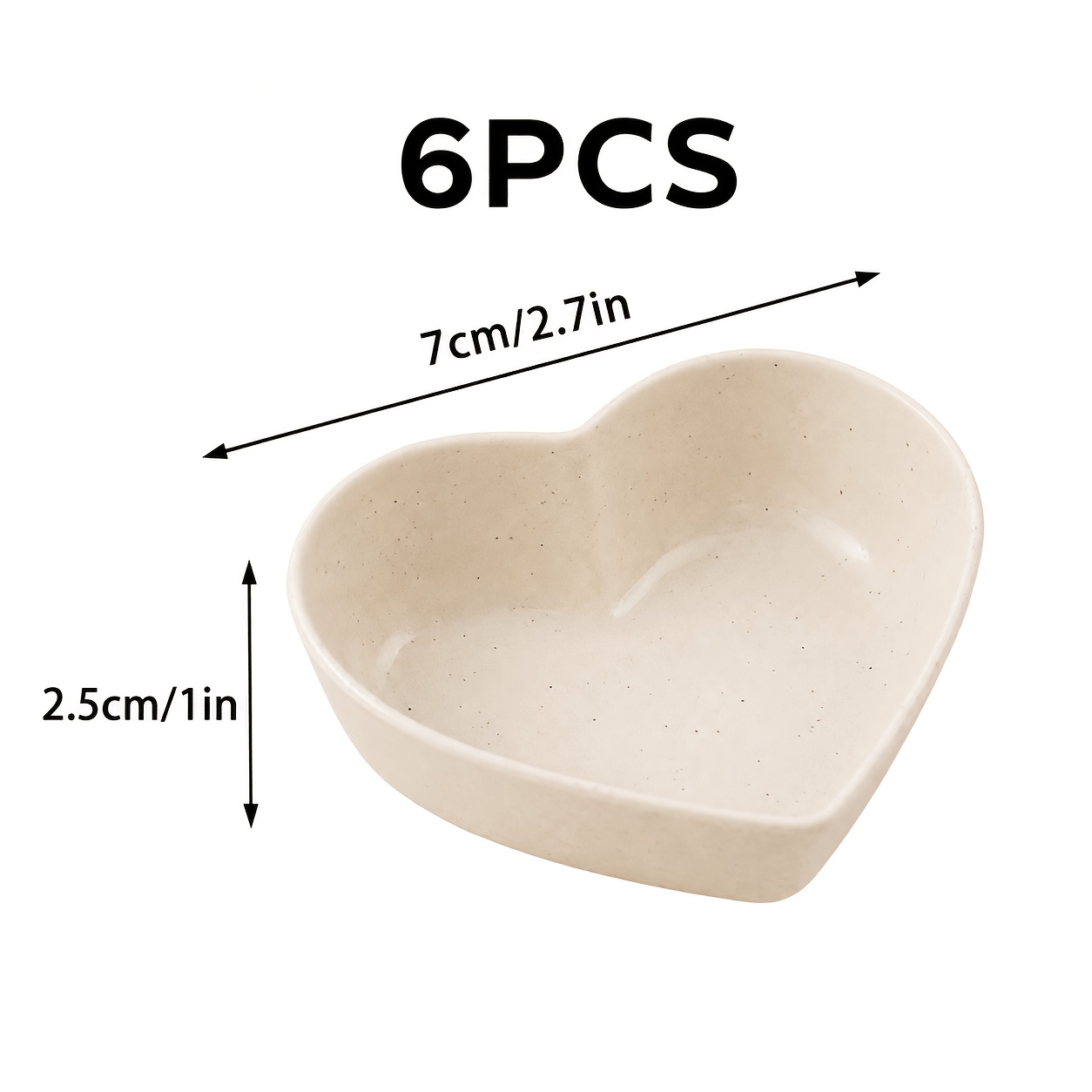 TEMU 6 stuks beige hartvormige snackkommen, kleine kombakjes en tafelkommen, geschikt voor noten, snoepjes, fruit, dips, , kruiden, augurken, hapjes,
