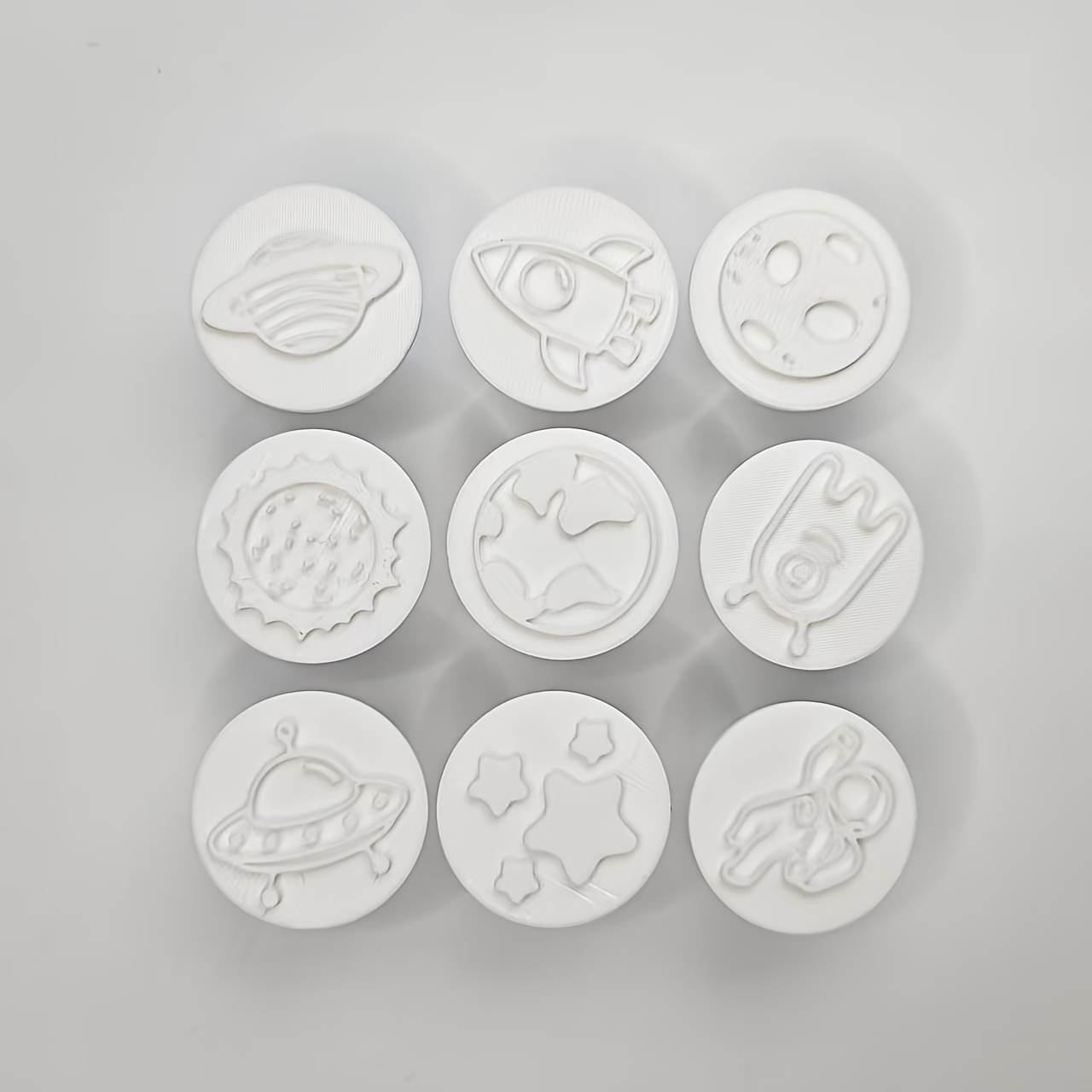 TEMU Set de 9 tampons et moules Univers de dessin animé, pour , Terre, , Astronaute, etc., tampons DIY en , adaptés aux moules à pâte à modeler pour