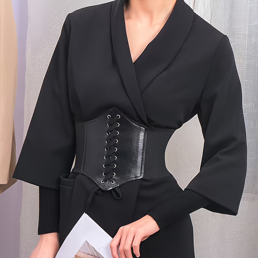 PU Leather Corset Belt Black Lace-* Versatile Accessory for Dresses,  Suits Jackets Party Wear Ideal for Festive Occasions, Festive O
