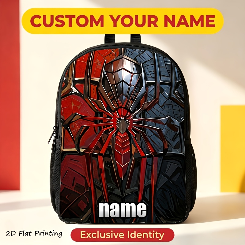 TEMU Mochila escolar de malla transpirable personalizable de 1 pieza con de metálico - Bolsa de libros de gran capacidad adecuada para universidad,