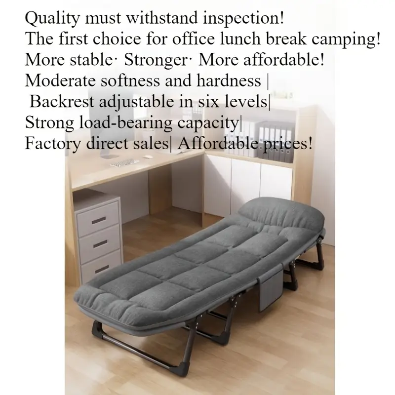 the 1pc180cm folding bed is without assembly and set up for nap this lightweight and portable single bed is convenient for storage making it ideal for taking at the office details 6