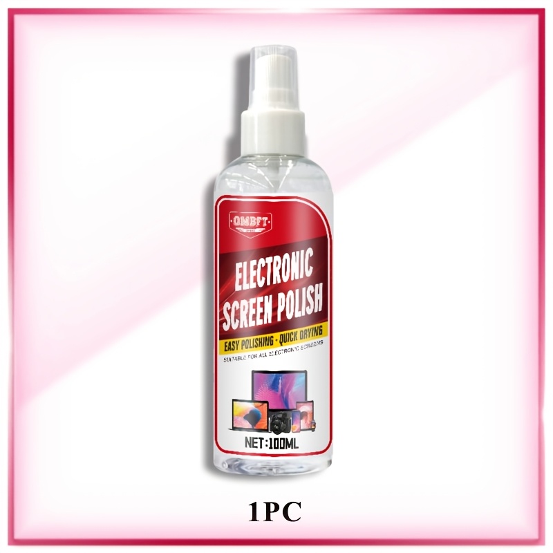 100 ml / 3,4 fl.oz professionelles elektronisches bildschirm-politurmittel,   für computer-, smartphone-, tv-bildschirme, tastaturen, kameras & brillen – sofort klar, für die pflege von büro- & technikgeräten