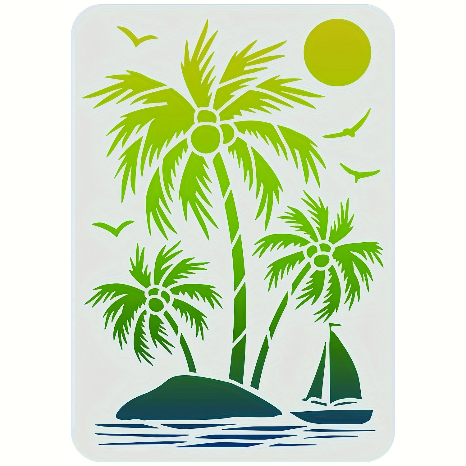 『A Tale of Palm Trees.*』シーグラスアート Download Watercolor painting of a tropical island with palm