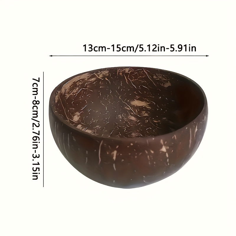 TEMU 6pcs Handmade Natural Coconut Shell Bowls, Made Of Natural Coconut, Twisted Shape Irregular Round - Natural Wooden Salad, Smoothie Bowl - High