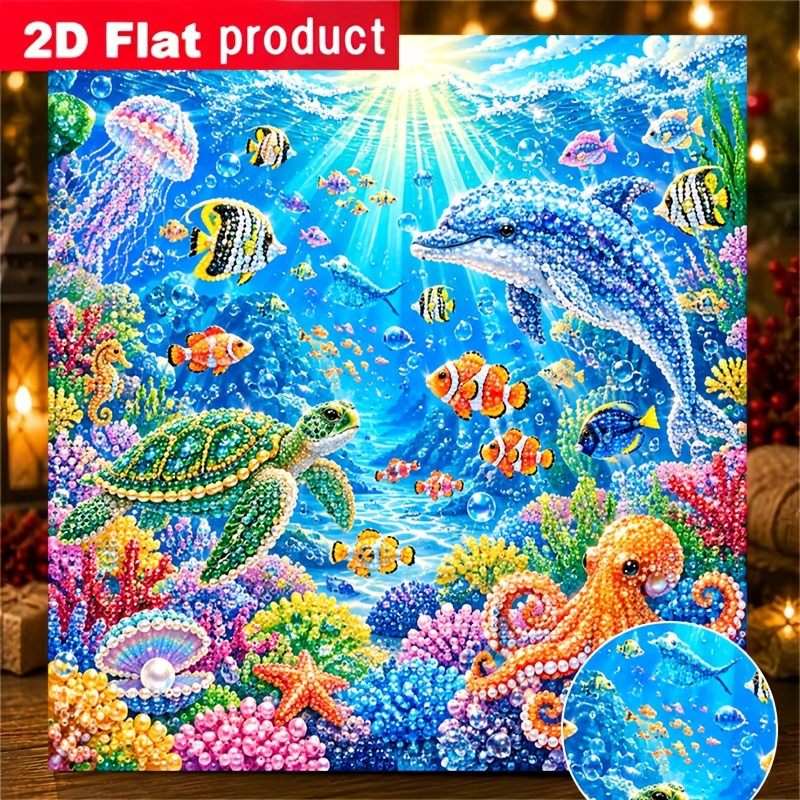 TEMU New Colored Pearl Diamond Painting Kit, Under The Sunlight, World Full Of Colorful And Coral, Suitable For Beginners, For Home Or Office Wall