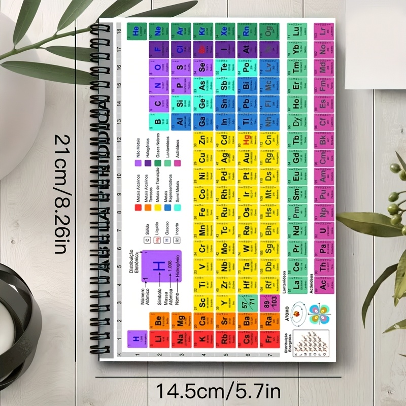 TEMU 1pc [2d]flat Personal Organizers Printed Periodic Table A5 Notebook 21cm14.5cm 50 Sheets 100 Pages Suitable For Classroom Recording Chemistry