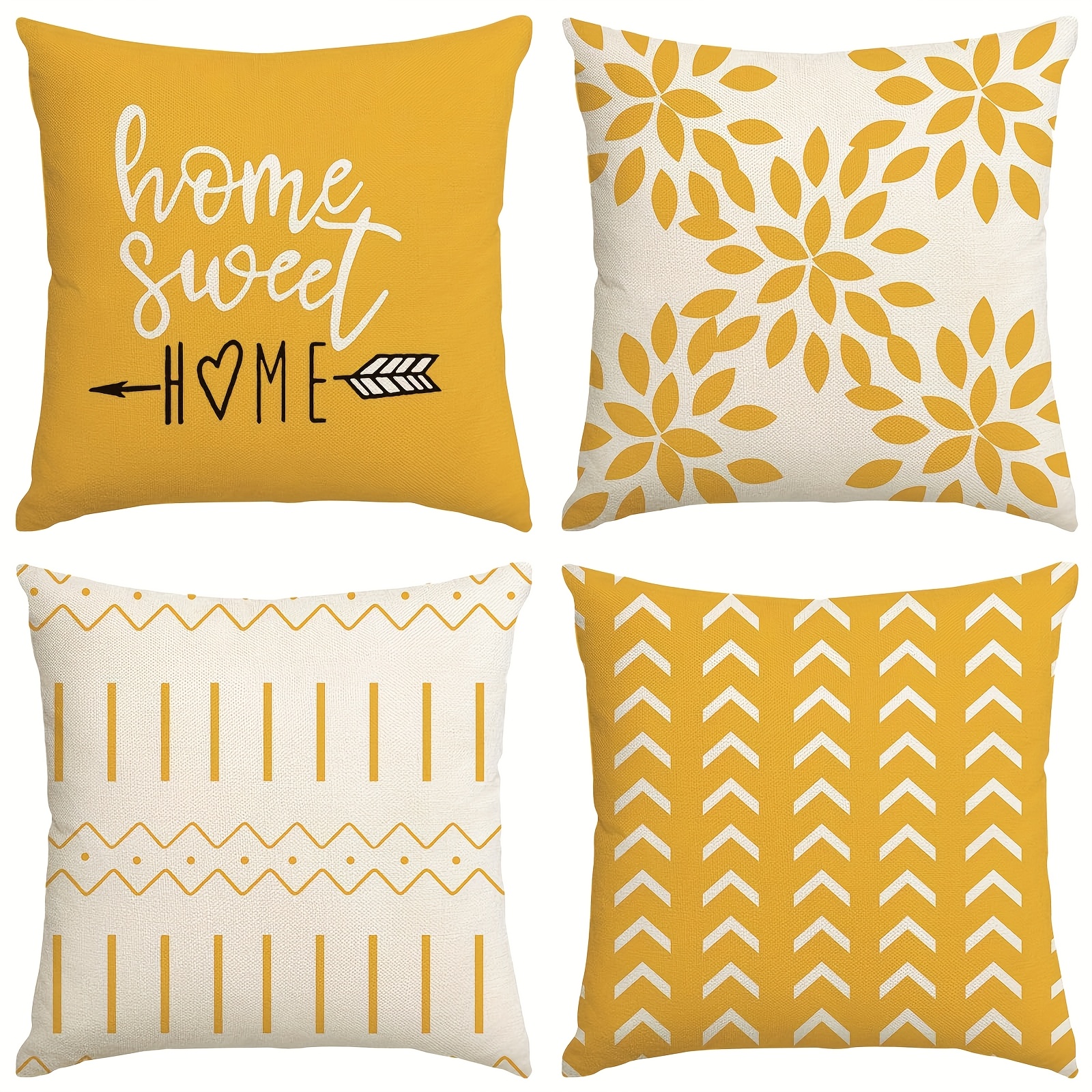 

Yellow Pillow Covers 18x18 Set Of 4 Decorative Outdoor Throw Pillow Cushion Covers Case For Couch Living Room Bedroom Patio Furniture Indoors Home Decor