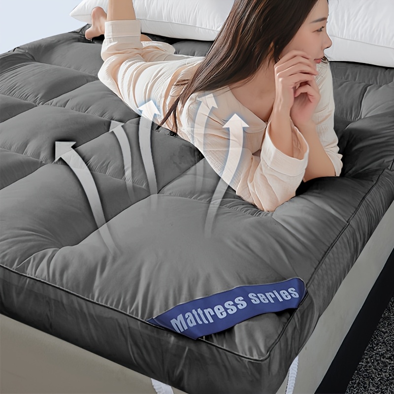 Microfibre Mattress Topper 4 Inch/10cm 1100 GSM | Super Soft and Fluffy Hand Filled, Fits Single, Double, King, Super Sizes, Grey, Belt Style Fixing